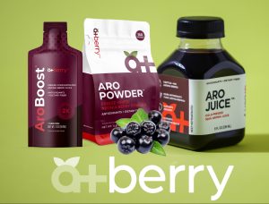 A+ Berry Aronia Berry products including a juice and power